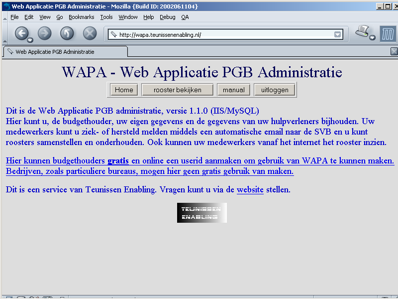 WAPA - Web Applicatie PGB Administratie