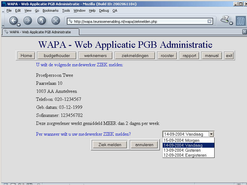 WAPA - Web Applicatie PGB Administratie