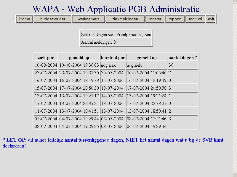 WAPA - Web Applicatie PGB Administratie